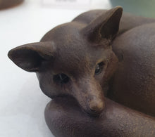 Load image into Gallery viewer, Curled fox bronze resin