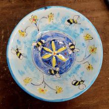 Load image into Gallery viewer, Bees and Flower Handmade Painted Pottery Bowl by Emma Macfadyen