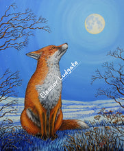 Load image into Gallery viewer, Winter Fox Original oil painting with painted frame.