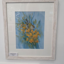 Load image into Gallery viewer, Goldcrest on Gorse Framed print