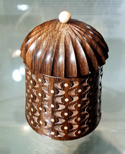 Load image into Gallery viewer, Walnut with holly inlay wood turned box