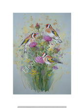 Load image into Gallery viewer, Goldfinches on thistles signed Framed print