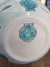 Load image into Gallery viewer, Large Seahorse and Shell Bowl hand made painted pottery
