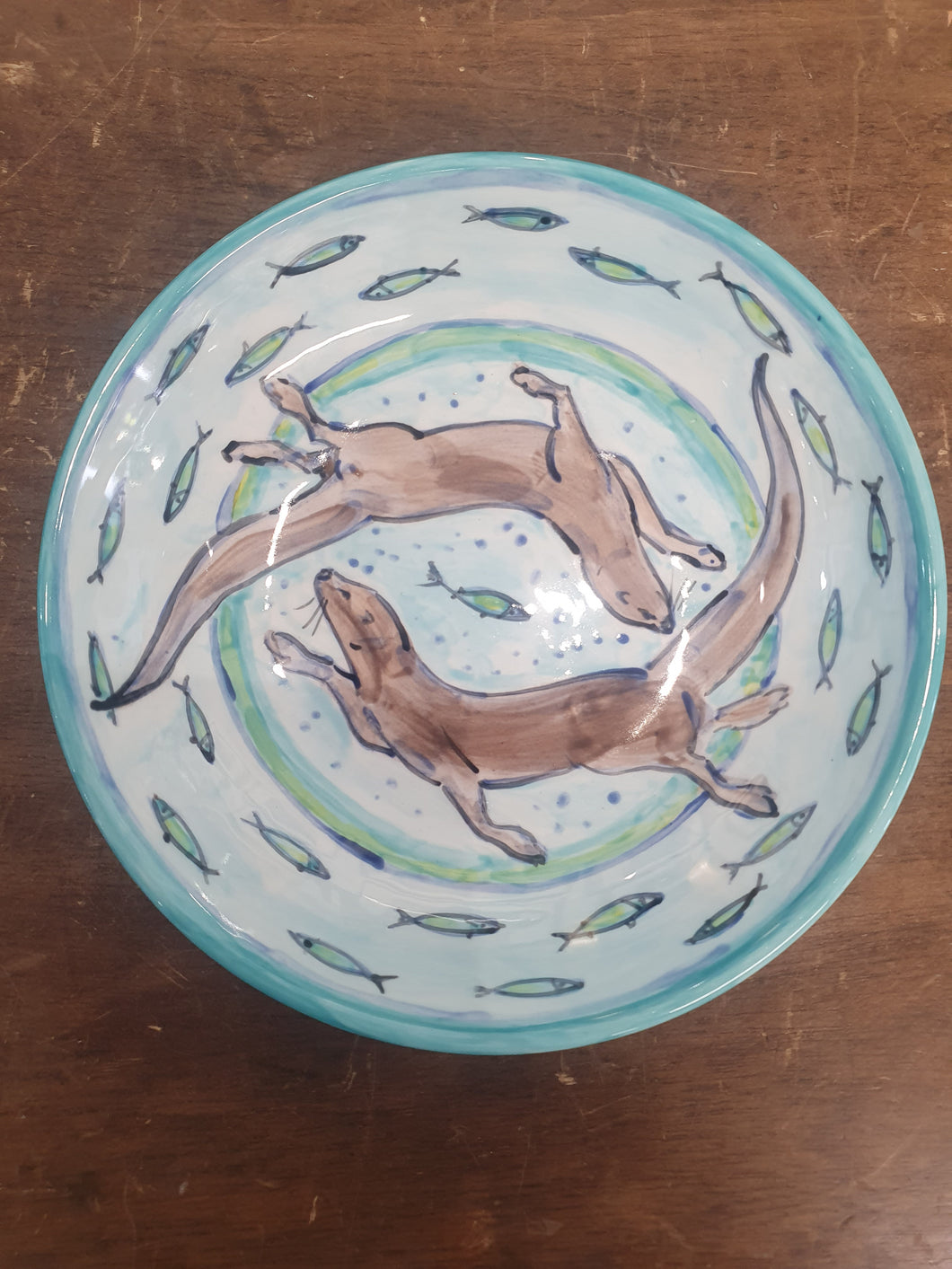 Otters Hand painted Bowl by Emma Macfadyen