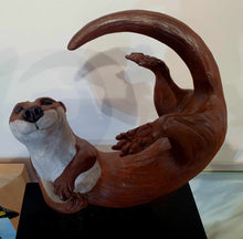 Load image into Gallery viewer, Tumbling otter ceramic by Pippa hill
