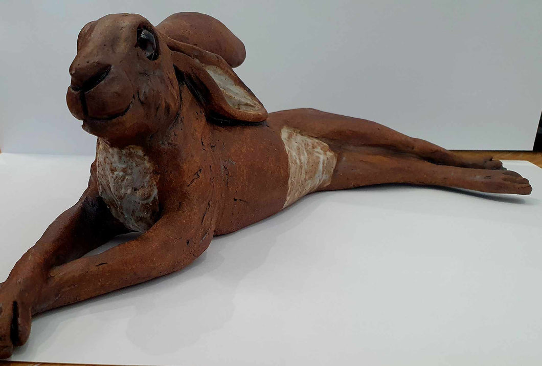 Lying hare ceramic by Pippa hill