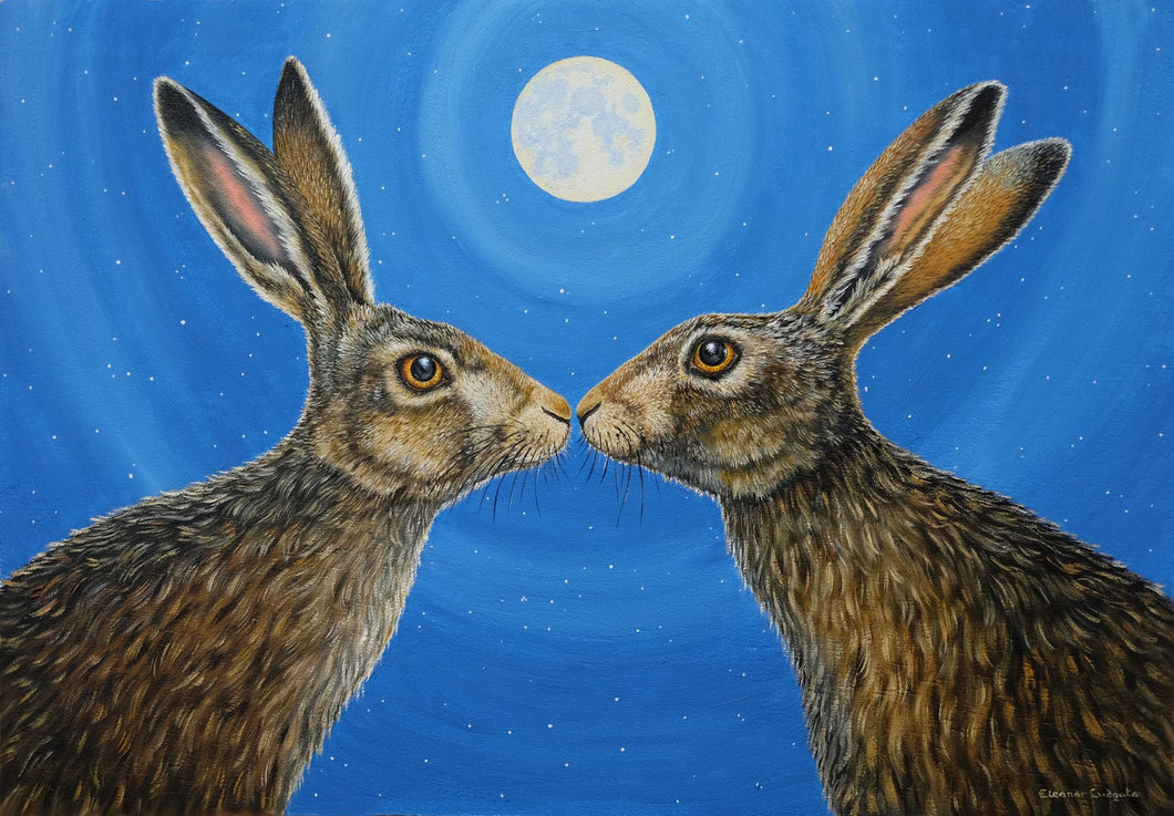 Kissing Hares Limited Framed Print