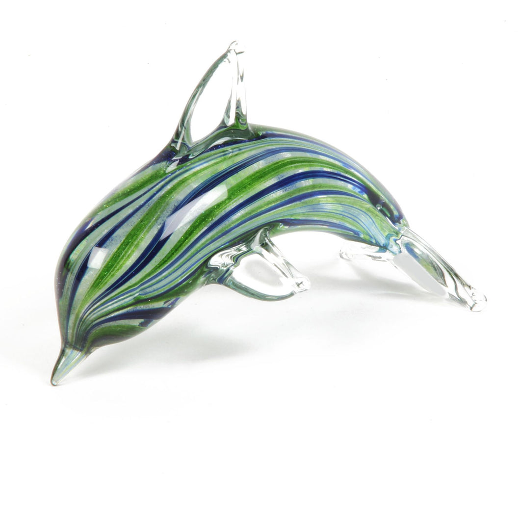 GLASS FIGURINE - BLUE & GREEN DOLPHIN