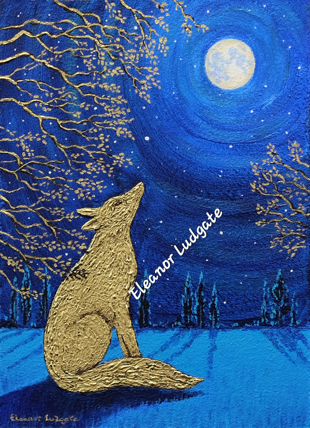 Golden Fox Original Framed Painting