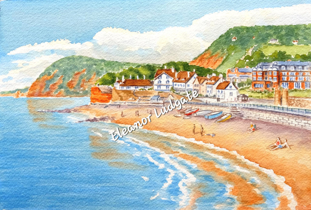 Victoria Hotel and Clifton Beach original watercolour by Eleanor Ludgate.
