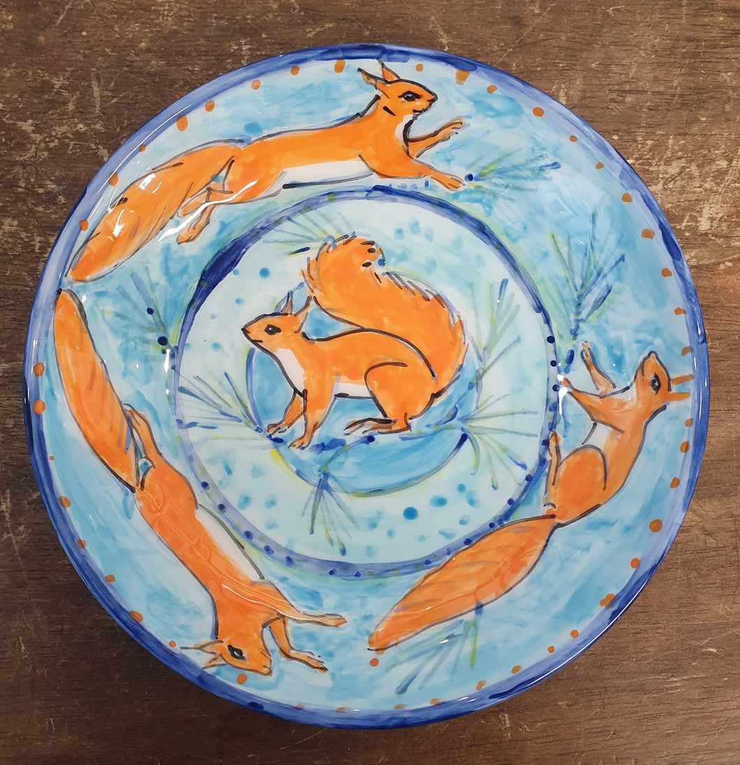 Red Squirrel Bowl Hand painted by Emma Macfadyen