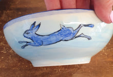 Load image into Gallery viewer, Hares and Flowers hand painted bowl by Emma Macfadyen
