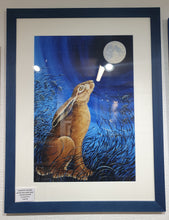 Load image into Gallery viewer, Moon watching hare Limited signed framed print
