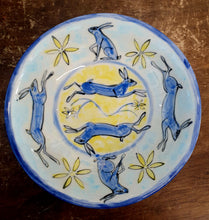Load image into Gallery viewer, Hares and Flowers hand painted bowl by Emma Macfadyen
