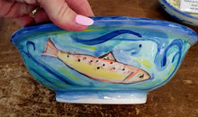 Load image into Gallery viewer, Trout and mayfly hand painted bowl by Emma Macfadyen
