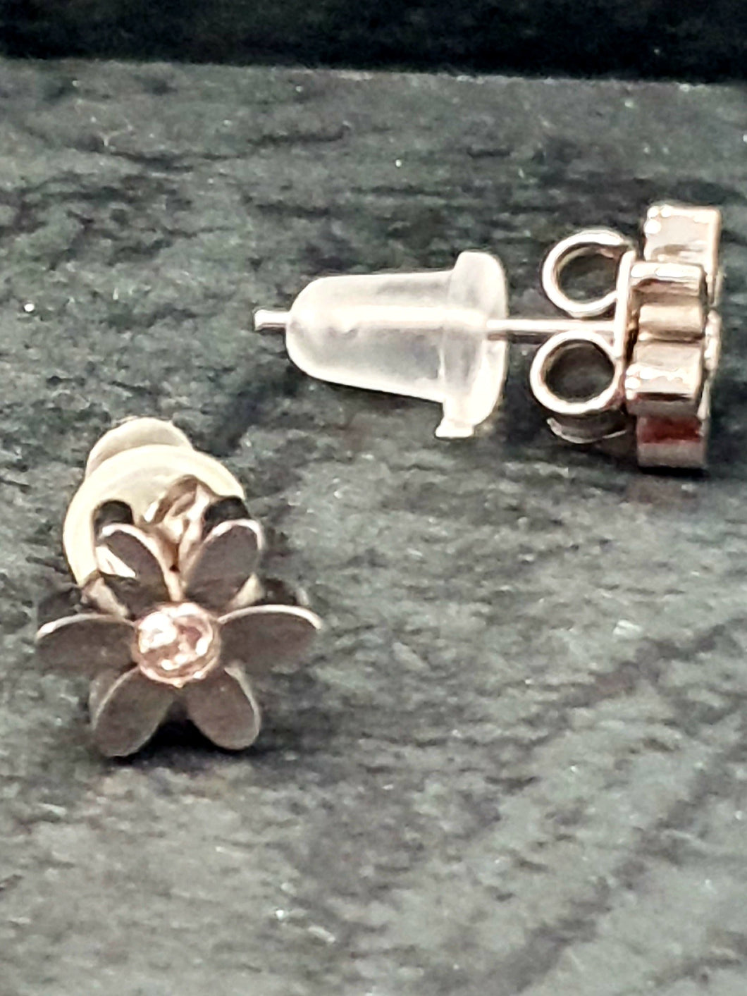 Stainless Steel Daisy Studs with Crystal