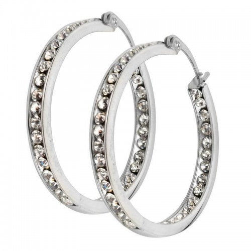 Stainless steel glitzy crystal earrings