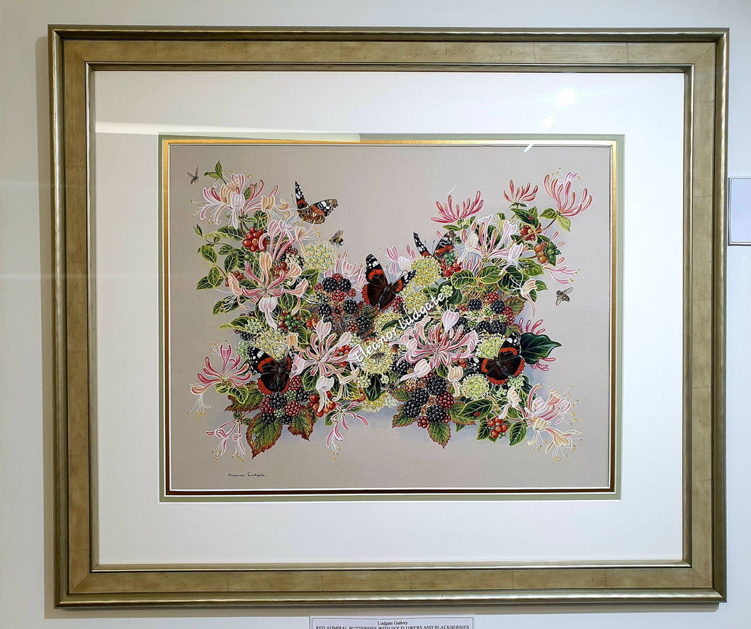 Red Admiral Butterlies Original Framed Painting