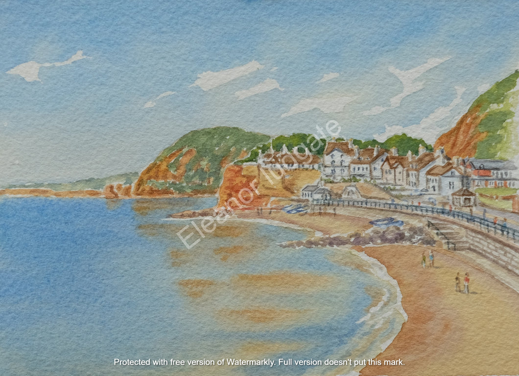 Sidmouth towards Clifton beach original painting