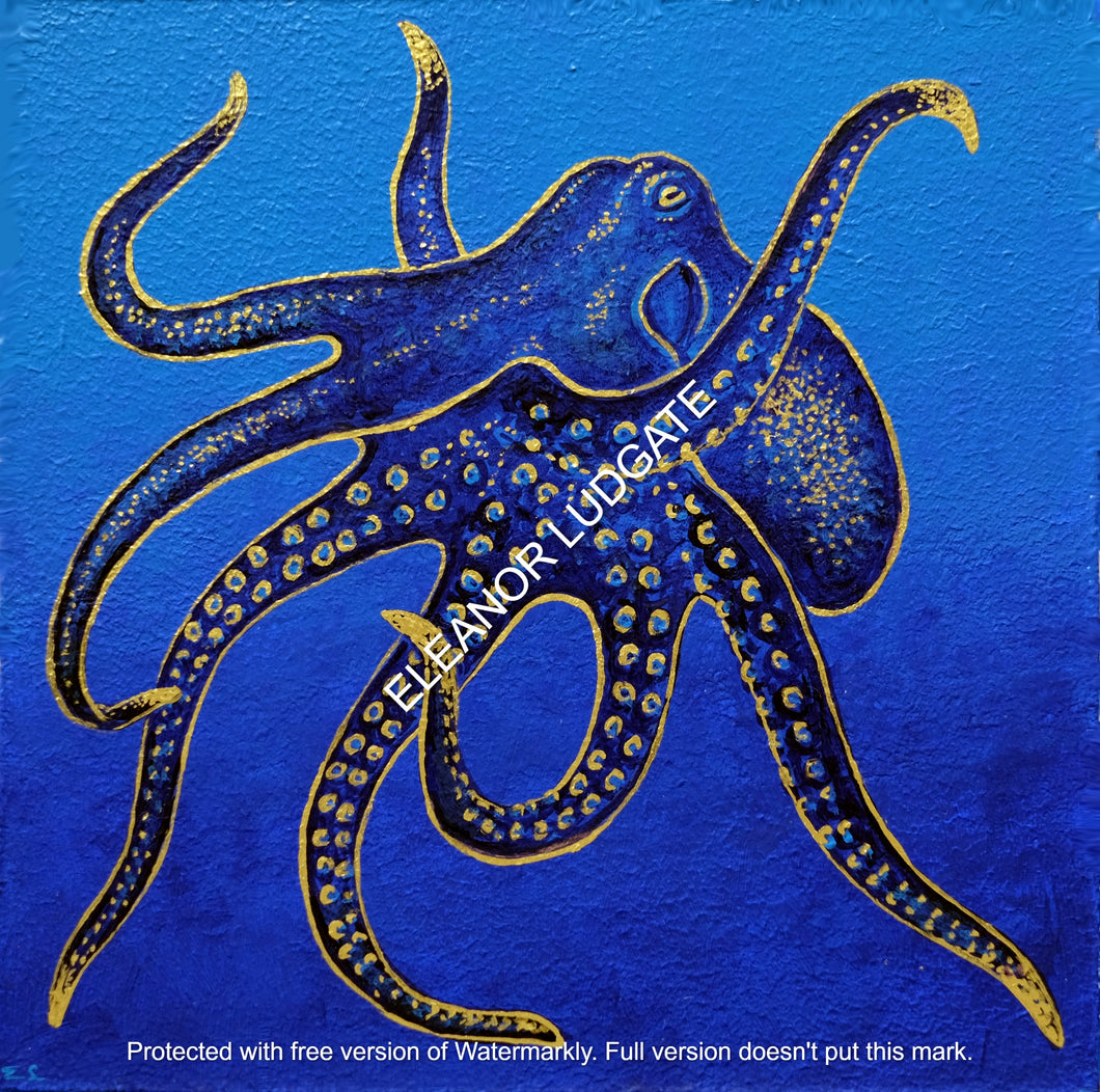 Golden octopus Framed Print
