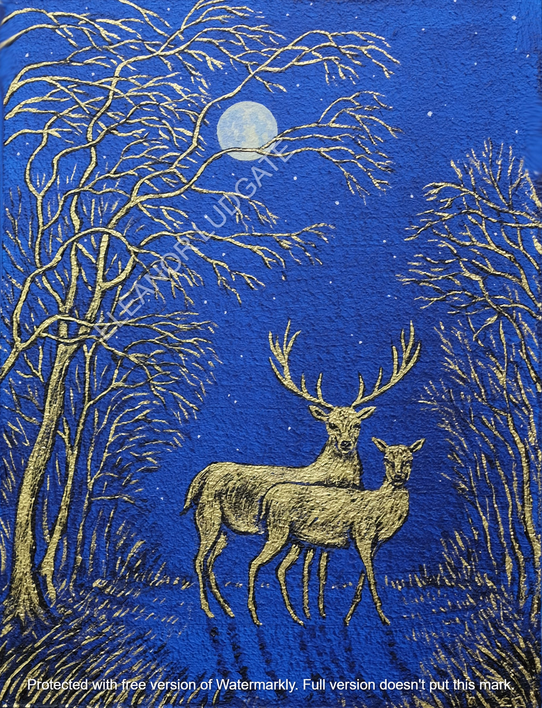 Golden Deer original acrylic Painting