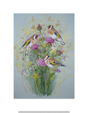 Load image into Gallery viewer, Goldfinches on thistles signed Framed print
