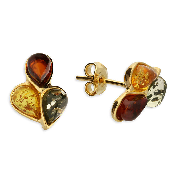 Sterling Silver Mixed Amber Studs