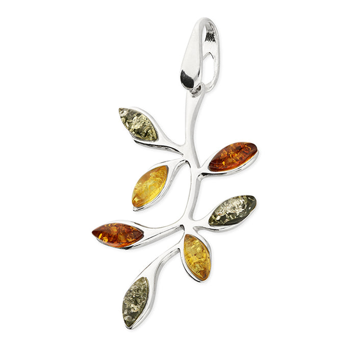 Sterling Silver Mixed Amber pendant.