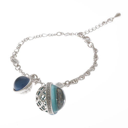 Stainless Steel Charmed Blue Sphere Bracelet