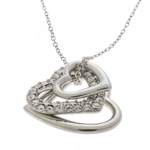 Classique Triple Heart Crystal Pendant With Chain