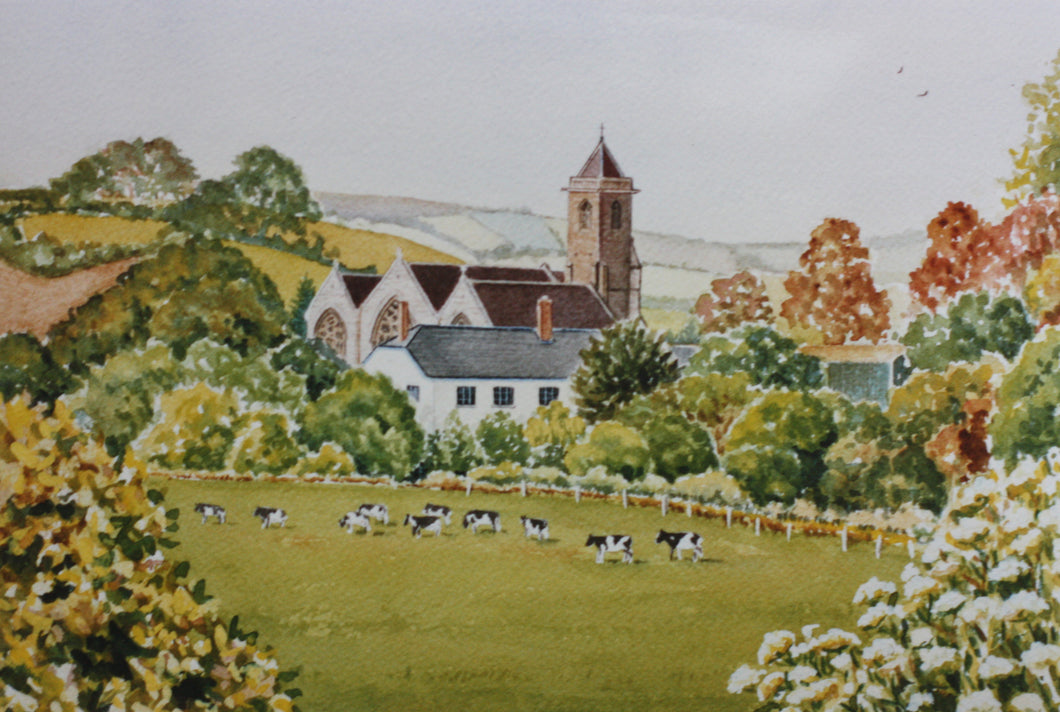 Otterton with church framed print