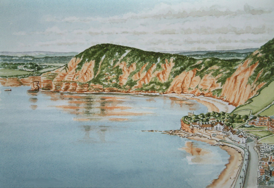 Sidmouth from Salcombe Hill signed framed print.