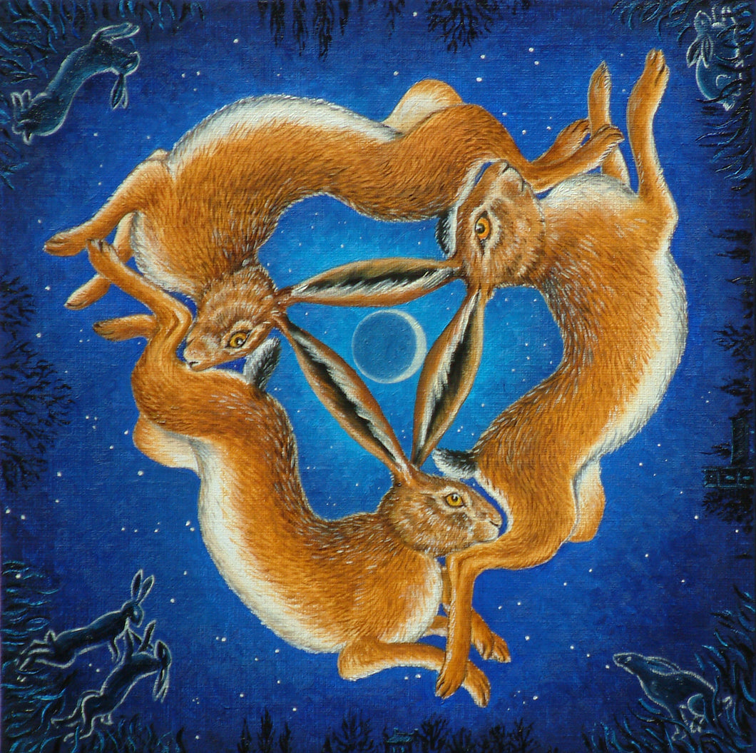 Magical Moon Hares signed framed print