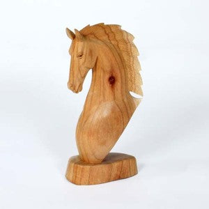Natural wood horse bust