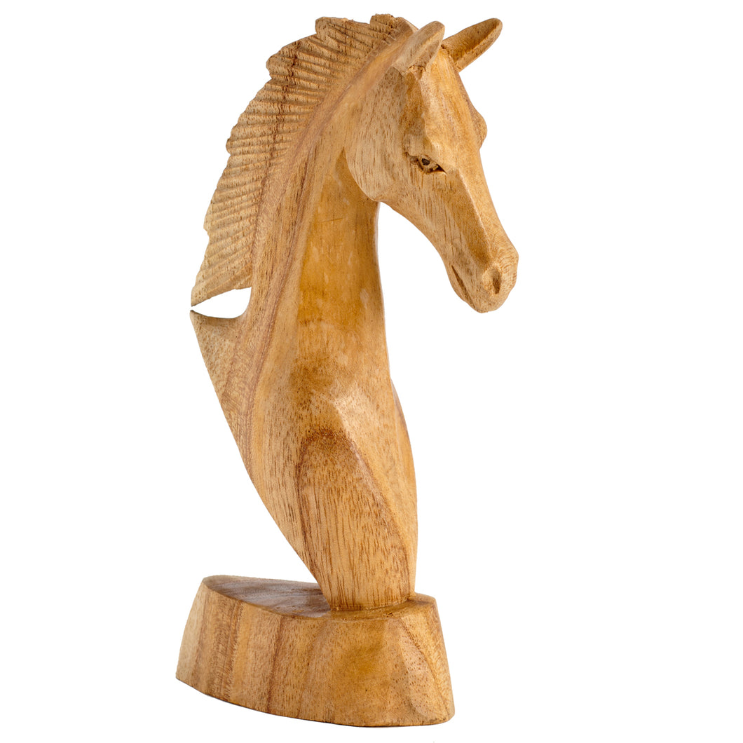 Natural wood horse bust
