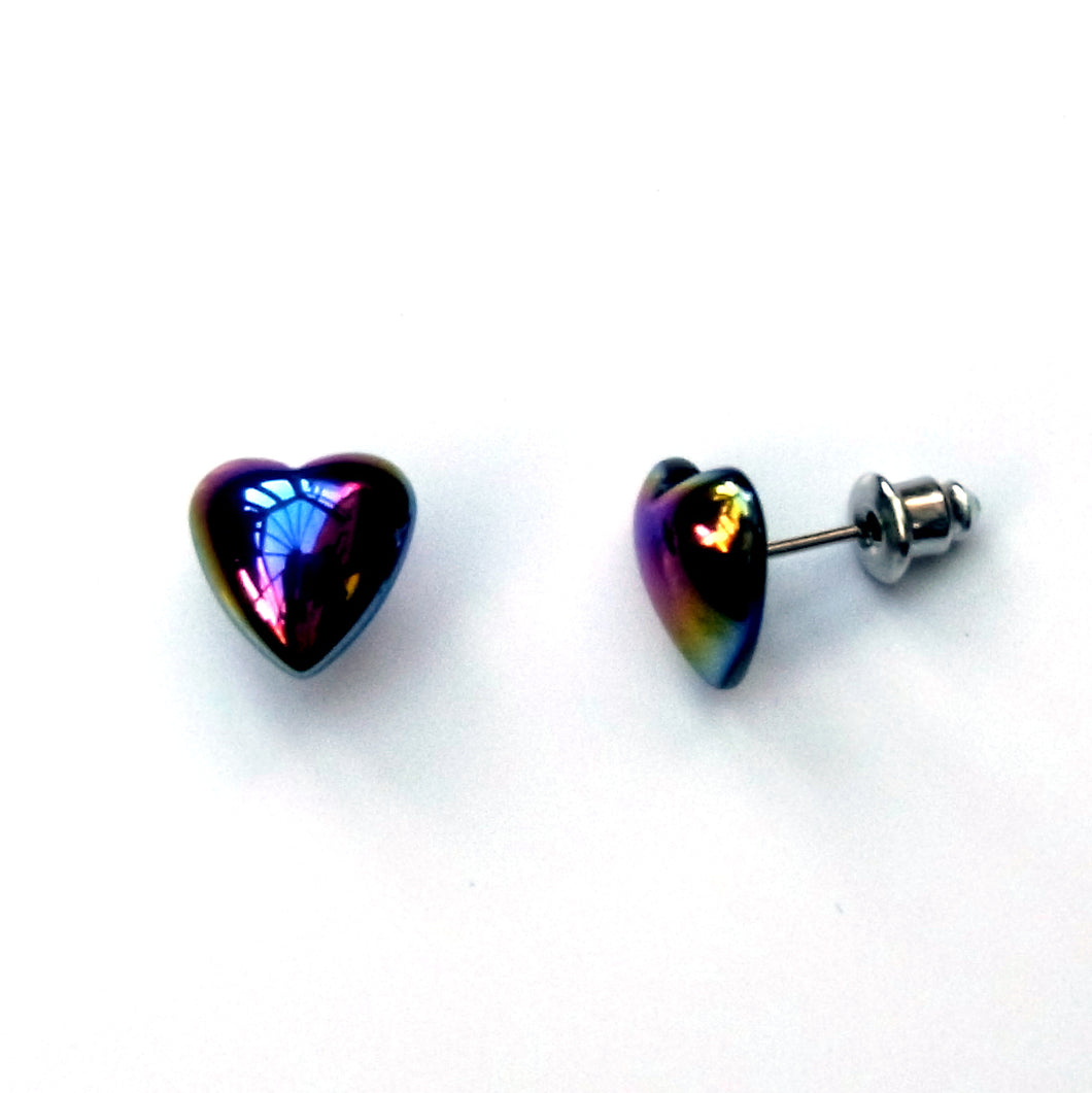 Magical Rainbow Heart Studs