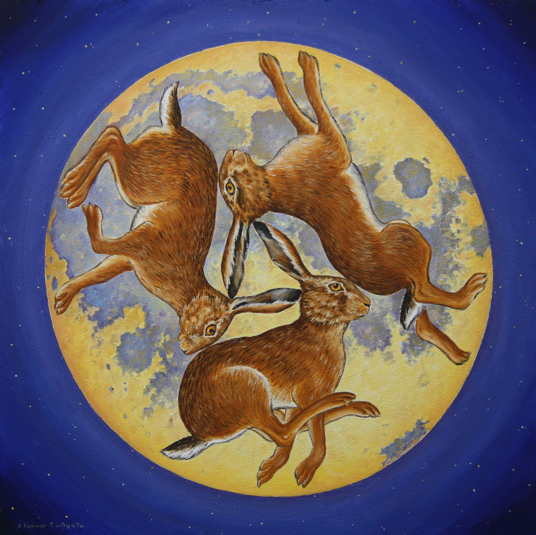 Moon Hares Framed print