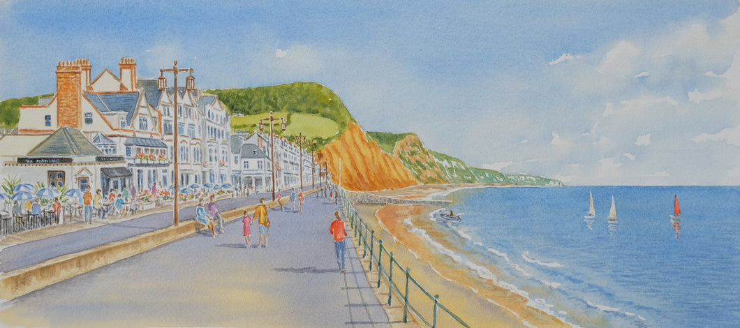 Sidmouth Seafront signed Print