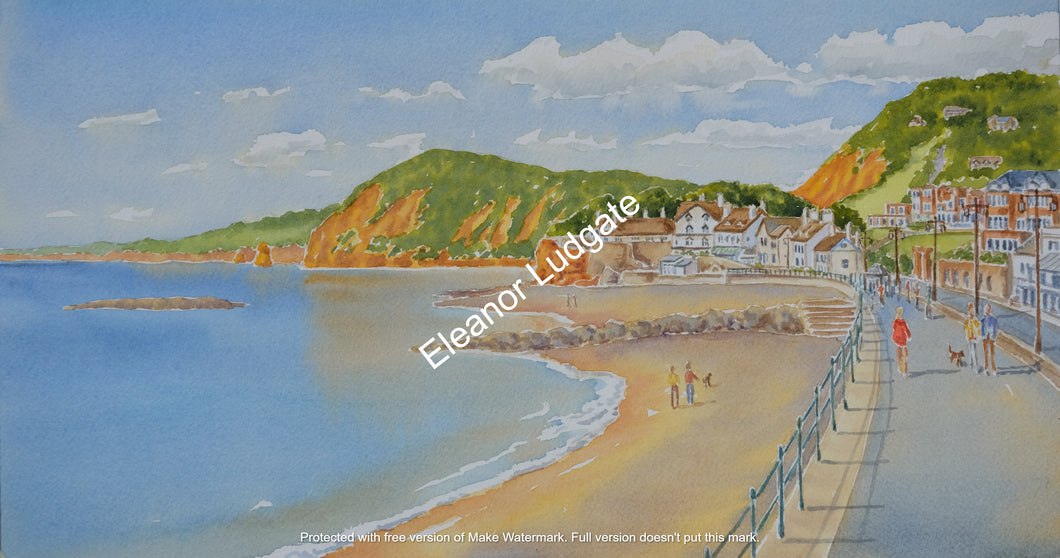 Sidmouth looking west large framed Original