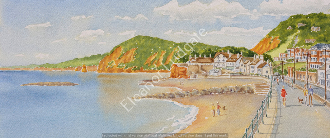 Sidmouth looking west signed print
