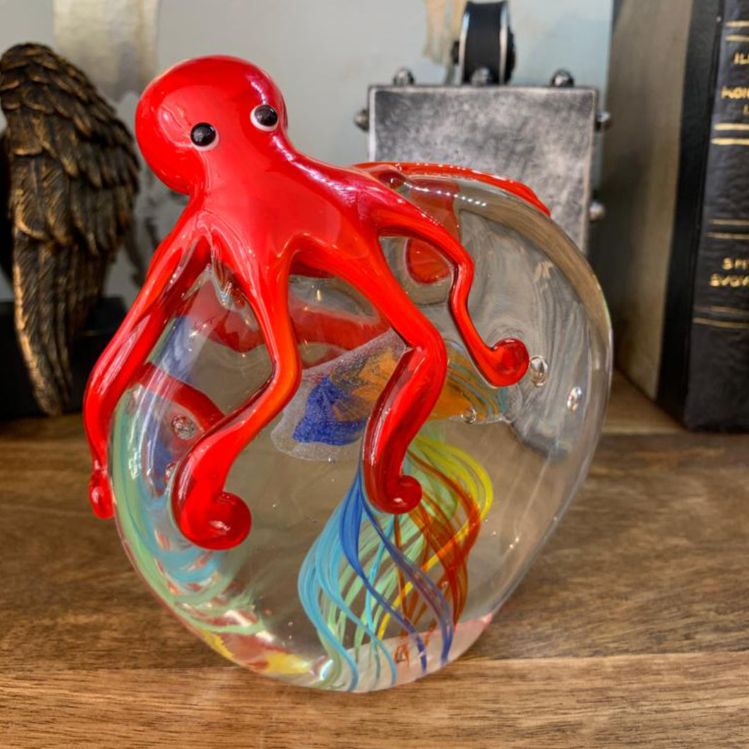 Red octopus paperweight
