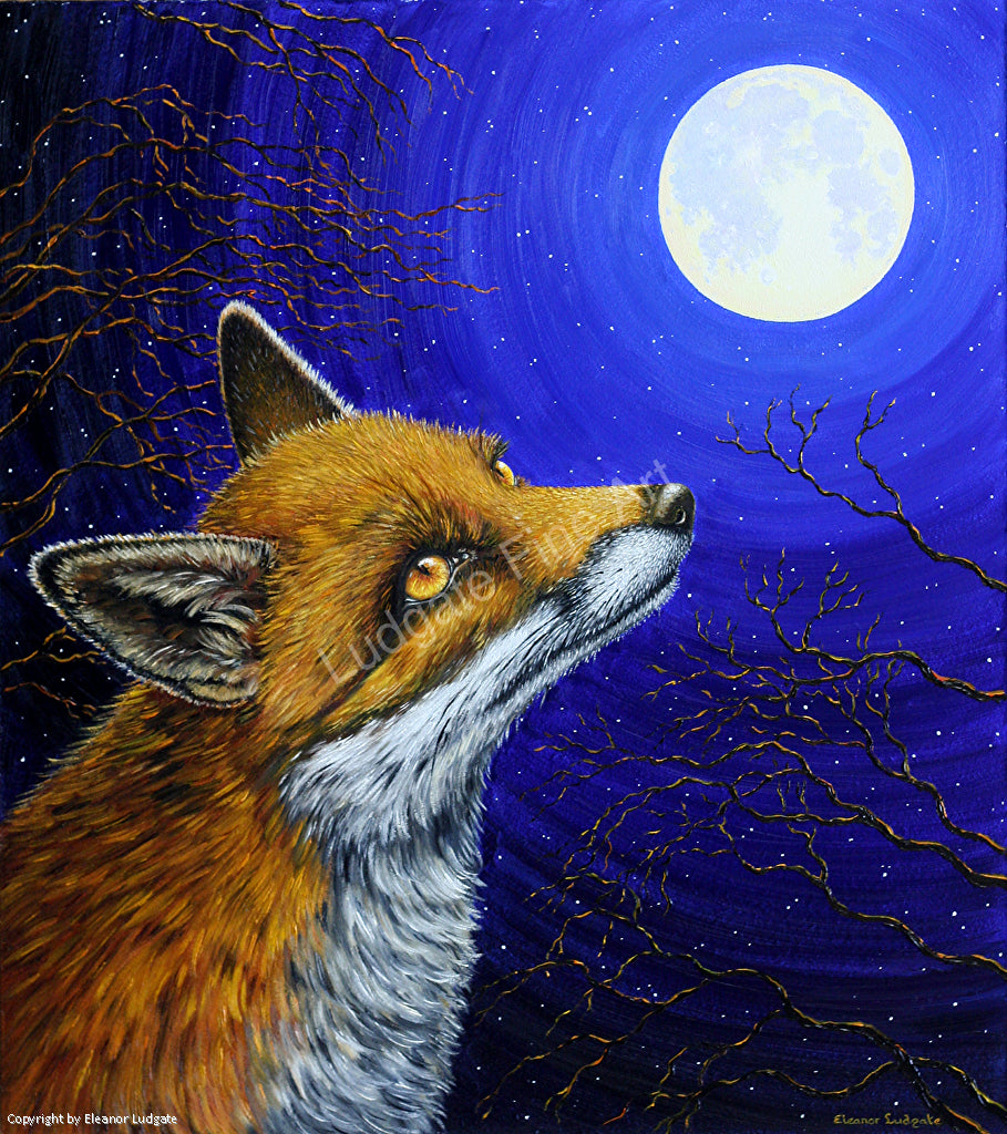 The fox and the moon original painting