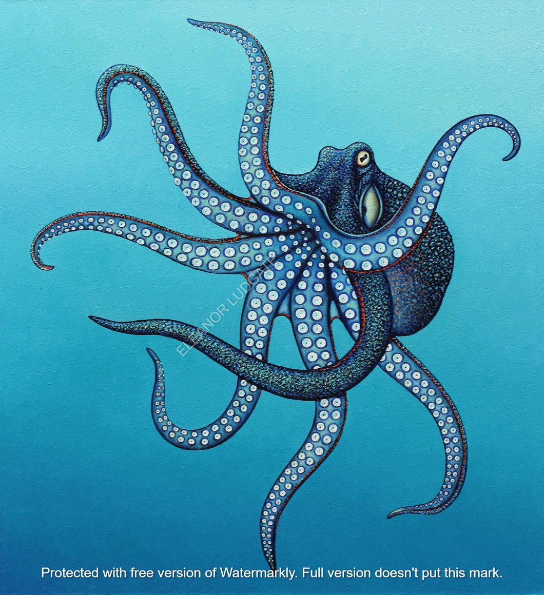 Original TURQUOISE OCTOPUS painting By Eleanor ludgate