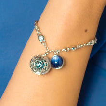 Load image into Gallery viewer, Stainless Steel Charmed Blue Sphere Bracelet
