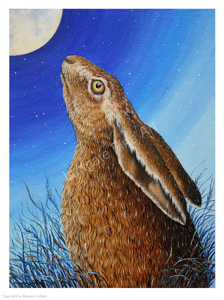 Moongazing Hare signed print