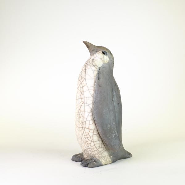 Penguin Raku Sculpture By Paul Jenkins